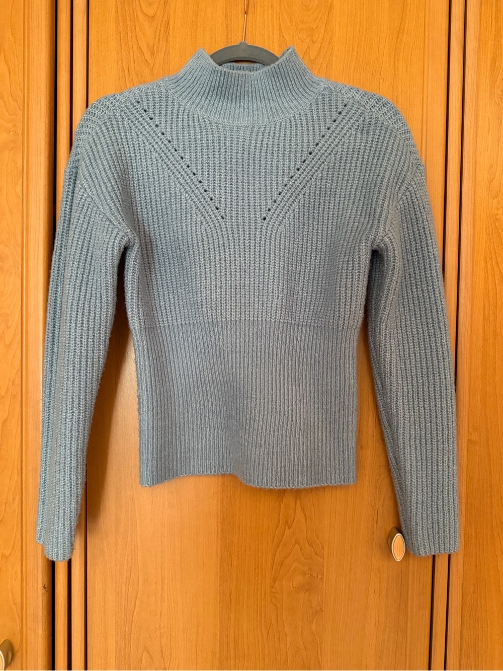 Generation K Mock Neck Ribbed Knit Sweater Light Blue Size XS